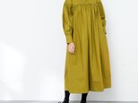【即納】コットン100％　ふんわり　キャザー　ゆったり　ロングシャツワンピース　♪オーダーサイズ可の画像