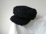 魅せる帽子☆ふわもこ♪ネップとベロアのキャスケット～ブラック