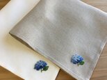 本紫陽花|大判)ミシン仕立てのハンカチの画像