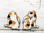手刺繍浮世絵ブローチ＊歌川芳藤「猫尽両めん合」よりの画像