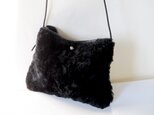 ムートンと牛革のミニポシェット（黒）
