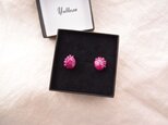 【天然石の刺繍ピアス】ruby（S）