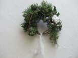 マウンテンジュニパーと綿の実のwreathの画像