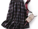 ウール混　秋冬らしいチェック柄スカート　ギャザースカート　191105－1