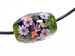 桜と金魚のとんぼ玉（ガラス玉）金箔入りの画像