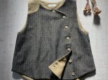 odd vest ［ウールリネン］［black&khaki］の画像