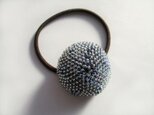 ビーズクロッシェヘアゴム(黒×クリスタル)の画像