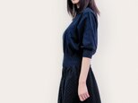 ★限定1枚サンプルSALE30%OFF・Mサイズ★秋冬 黒×濃紺 ランダムドット ウール混 ロングスカート ●SARRAの画像