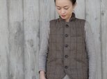 oyajisan boa RV vest / brown plaidの画像