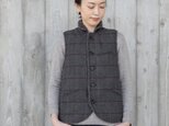 oyajisan boa RV vest / gray plaidの画像