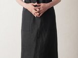コットンリネン　シャーリングエプロン　ブラック