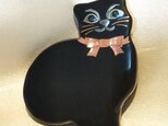 蒔絵ブローチ 黒猫の画像