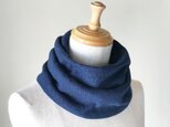 縮絨Woolの筒編みふっくらねじりスヌード Navyの画像