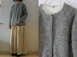 【完成品】グレー杢　モヘアプードルwoolニット×cottonニット　総裏コートカーデ