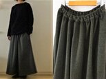 【完成品】緑杢wool フレアーギャザーマキシロングスカート(裏地付)の画像
