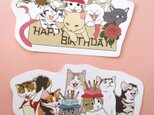 猫変形ポストカード(Happy birthday)