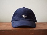 コーデュロイキャップ　ネイビー×かもめ