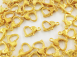 送料無料　カニカン　ハート　ゴールド　50個　10mm　金具　留め具　留め金具　ストラップ　ネックレス　(AP0755)の画像