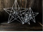 ヒンメリ「ペンタグラム　五芒星」小サイズ星型　野外使用可なアルミ製　オプションでサンキャッチャー　幾何学オブジェ　シルバー
