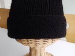 tai様専用　上質ウールで編んだニット帽（黒）の画像