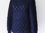 ・８月末で販売終了☆50％off☆チャリティセール☆ 模様編みモヘアの長袖プルオーバー（紺）の画像