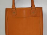 牛革オレンジ手縫　パイピングのトートバッグ