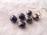 送料無料【K14gf】ネイビーパールのロングピアス・追加