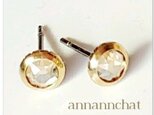 【ビンテージ　スワロフスキー(クリスタル）　ゴールドフレーム　一粒ピアス】7ｍｍ