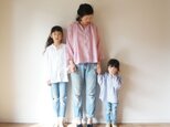 French Linen button gather blouse RED(stripe)の画像