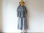 Linen washers gather blouse GRAYの画像