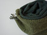 手織りカシミアマフラー・・深緑×黄緑