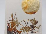 ギルディング和紙葉書　月と秋草　黄混合の画像