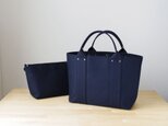 【受注製作】bag in bag 付き帆布トートＬ（ダークネイビー)の画像