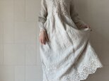 Vネックレースリネンワンピース(長袖)