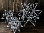 ヒンメリ「太陽　the sun」大サイズ星型　野外使用可なアルミ製　幾何学オブジェ　シルバー　クリスマスオーナメントの画像