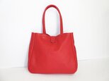 イタリア革のマチ有り大きめトート(パパベロ)赤
