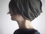 ターバンな帽子　カーキグリーン＋黒　送料無料の画像