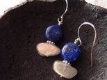 送料無料【silver】バイカラーピアス・labradorite × lapis lazuli