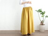『リネン フレアタックギャザースカート』 マキシ丈 89cm 春夏 （ミモザイエロー）の画像