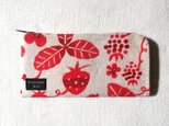 型染め 長財布「苺の庭」の画像