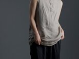 雅亜麻 Linen Top ヘンリーネック ロング丈 インナーとしても　/榛色(はしばみいろ) p011a-hbm1の画像