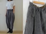 【受注制作】グレー/リネン帆布 半端丈タックパンツの画像