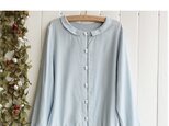 【S】上質綿麻薄地小衿前開きシンプルな長袖ブラウス♪