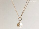 K10 無調色 あこや真珠 ダブルチェーン ペンダント