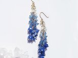 青の天然石によるデルフィニウムのピアス　～Delfina