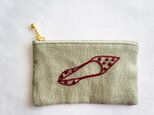 SALE水玉パンプス刺繍のミニポーチ(オリーブ)の画像