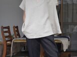 【wafu】やや薄地リネン ブラウス 禅 着物襟 和装 ラグラン リネン100%/亜麻ナチュラル t028e-amn1の画像