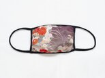 No,10-1 菊と草×赤紫 布マスクの画像