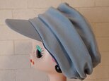 コットン素材スパンフライスニット生地で作ったニットキャップ（ブルー）