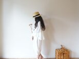 French linen gather blouse OFF/W kids ３(120cm~),４(140cm~)sizeの画像